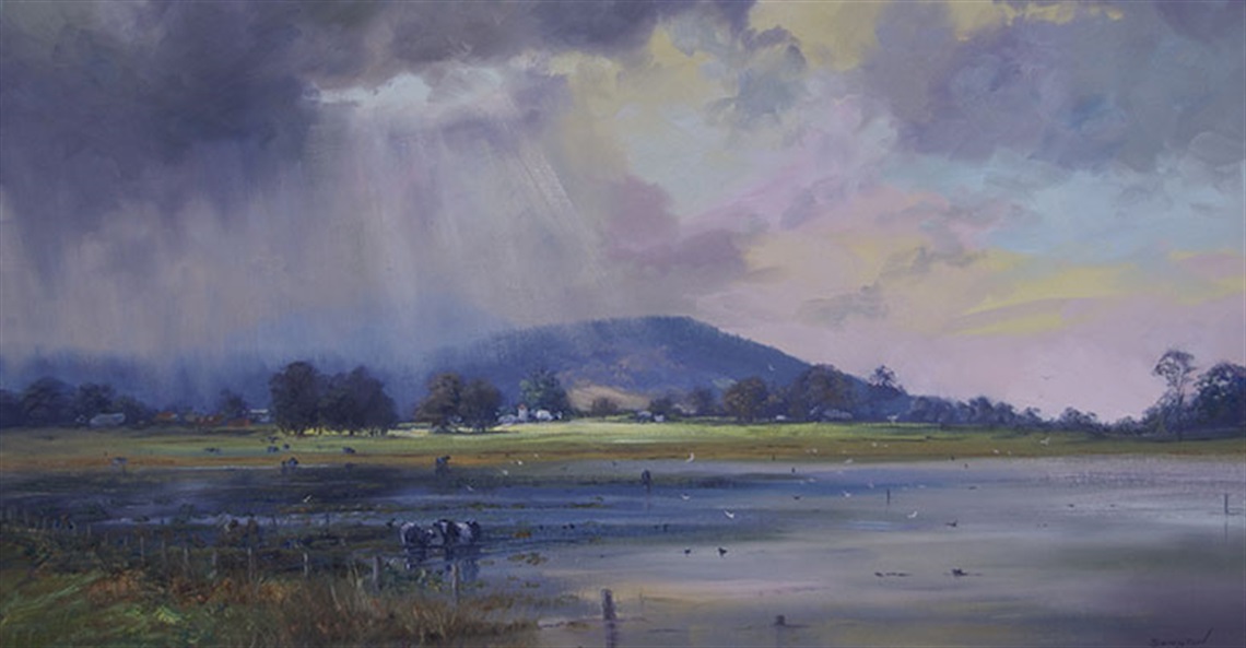John Downton, 'The Season for Rain' (detail), oil on canvas, 40.6 x 61cm